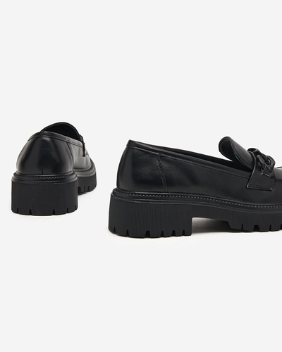 OUTLET Damenschuhe aus schwarzem Kunstleder mit Kette Konera - Schuhe