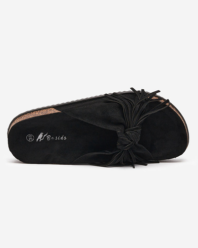 Damen Flip-Flops mit Quasten in schwarz Guttis- Footwear