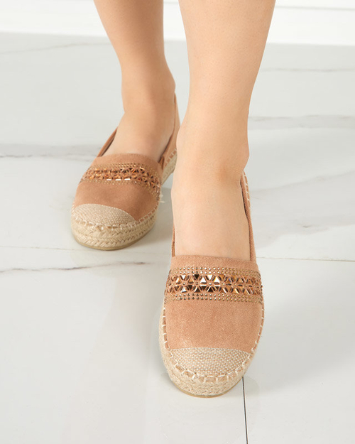 Жіночі коричневі еспадрільі з фіанітами Rosindal - Взуття