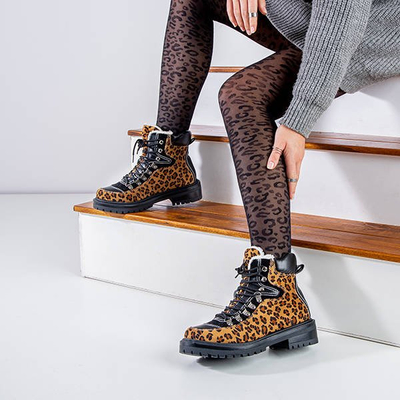 Stiefel mit Leopardenmuster, isoliert mit Dori-Schaffellmantel - Schuhe