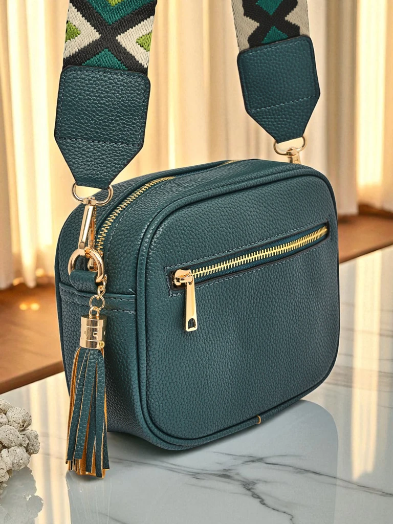 Royalfashion Kleine Damenhandtasche aus Öko-Leder mit buntem Riemen Kovi Lace