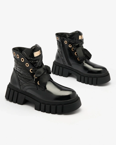 Royalfashion Gesteppte schwarze Damenstiefel von Alefro