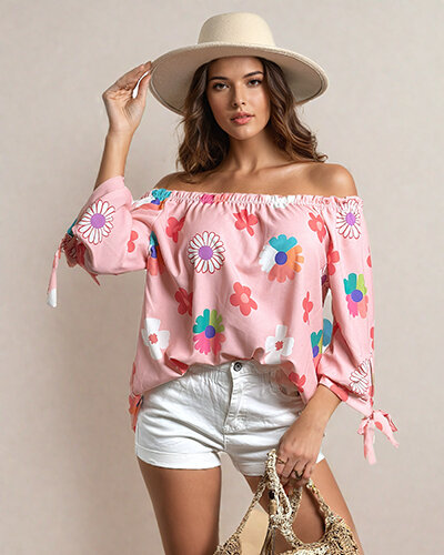 Royalfashion Damenbluse a'la Spanische Blumenbluse