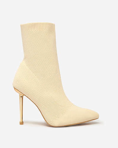 Royalfashion Beige Damen Mofissi Stoffstiefel