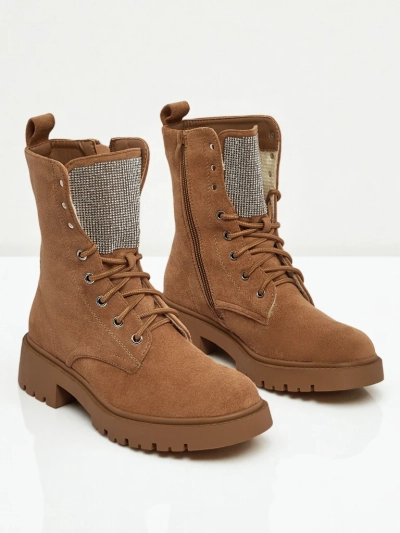 Öko-Wildleder Schnürstiefeletten Damen Ferlyne