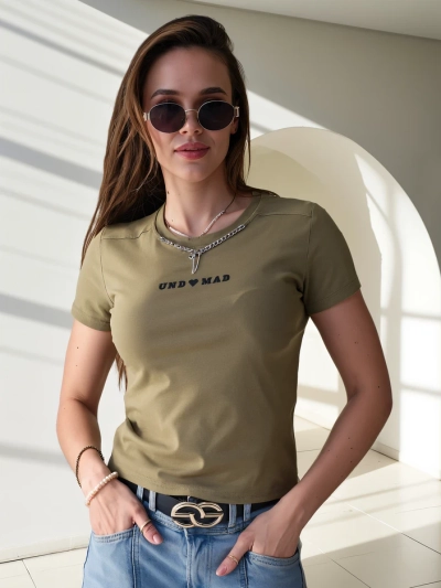 Royalfashion Damen Baumwoll-Crop-Top mit der Aufschrift