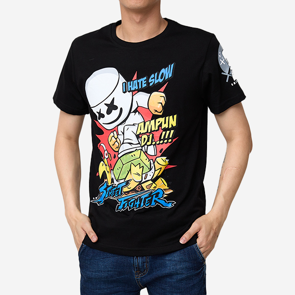 Schwarzes bedrucktes T-Shirt für Herren - Kleidung