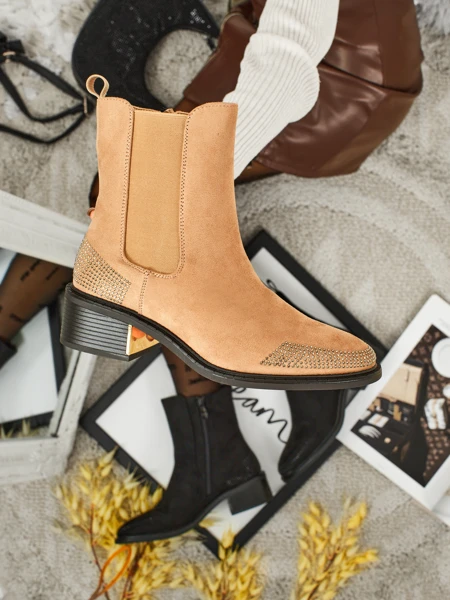 Damen Stiefeletten Öko-Wildleder mit Zirkonia verziert TangleMist