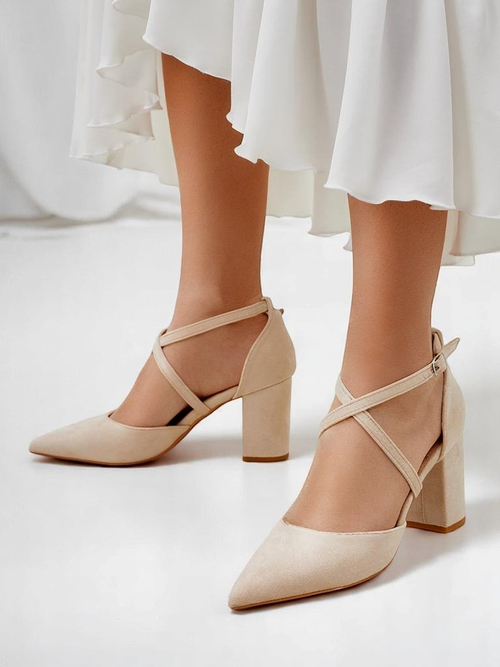 Royalfashion жіночі еко-замшеві туфлі на підборах з ремінцями Kanastru