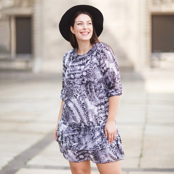 Damenkleid lila mit Prägung - Kleidung