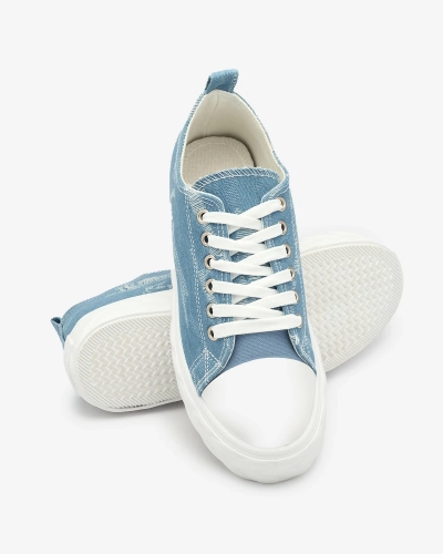 Royalfashion Blaue Damen Denim Sneakers mit geriebenem Nerolera