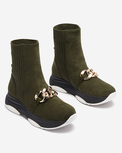 Grüner isolierter Damenstiefel aus Öko-Wildleder Cuzitta- Footwear