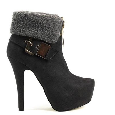 OUTLET Wildleder Booties Pin mit Schaffell - Schuhe