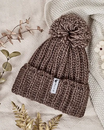 Royalfashion Damen Strickmütze mit Bommel