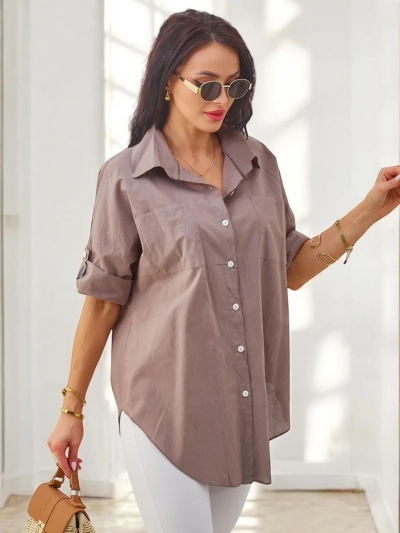 Royalfashion Baumwollbluse für Damen mit 3/4-Ärmeln