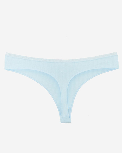 Blauer gerippter Damen-String - Unterwäsche