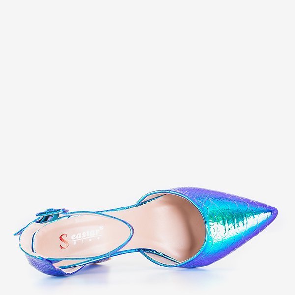 Holographische blaue Pumps a'la Schlangenhaut Monifik - Schuhe