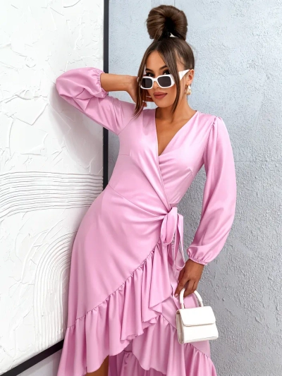 Royalfashion Gebundene Damen-Midikleid mit Rüschen