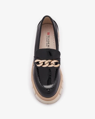 Lackierte Damenmokassins in schwarz Aquan- Footwear