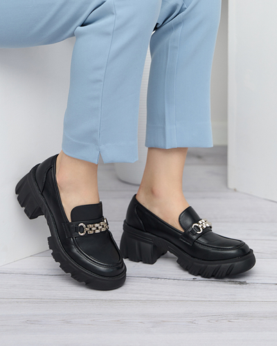 Schwarzer Damenschuh auf massiver Erikela-Sohle - Schuhe