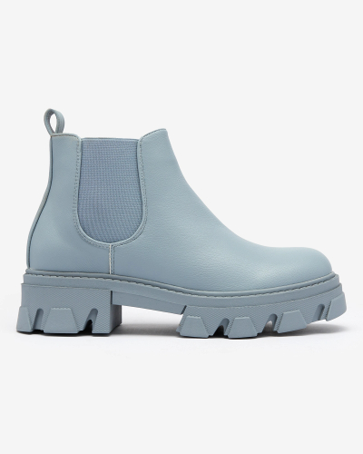 Royalfashion Damenstiefel mit flachem Absatz in Blau Alussady