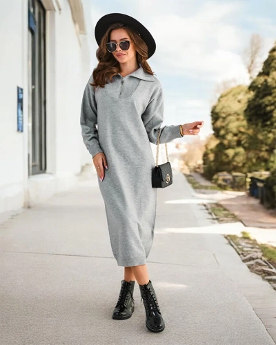 Royalfashion Damen langes Pulloverkleid