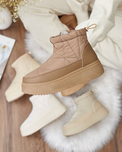 Royalfashion Damen Schlupf-Schneestiefel in brauner Farbe Armeda