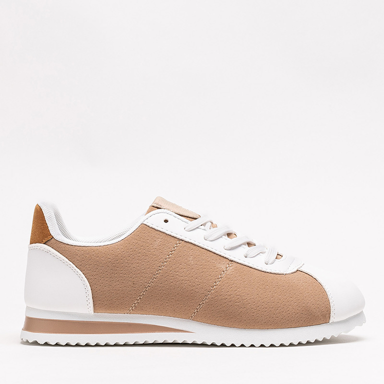Beige Sportschuhe für Damen auf flacher Soruti-Sohle - Schuhe