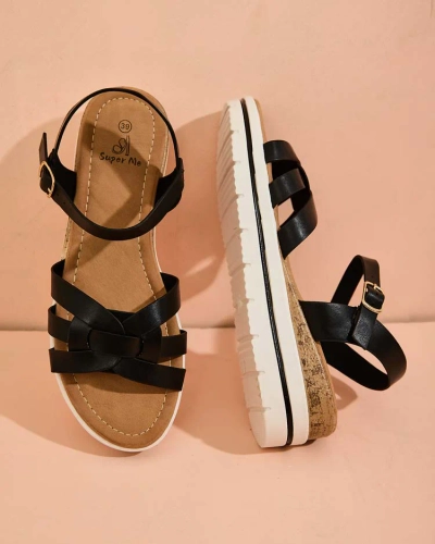 Royalfashion Damen Öko-Leder Plateau-Sandalen Noppis