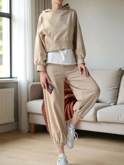 Royalfashion Damen Baumwollset mit einem Shirt-Einsatz