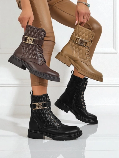 Gesteppte Damen Stiefeletten aus ökologischem Leder Sable Rose