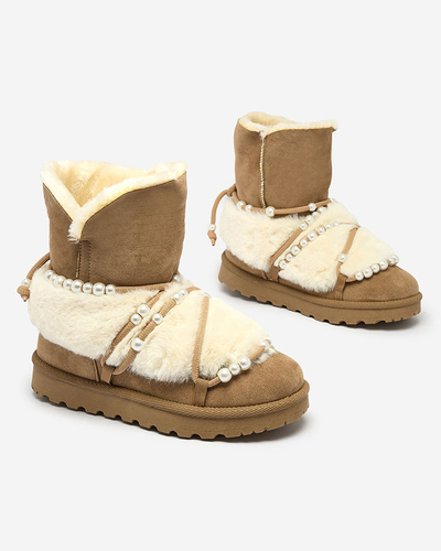 Royalfashion Damen Schneestiefel mit Perlen Cuvilav