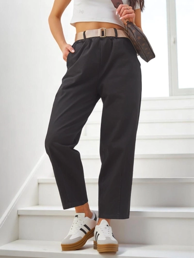 Royalfashion Baumwoll gerade Damenstoffhose