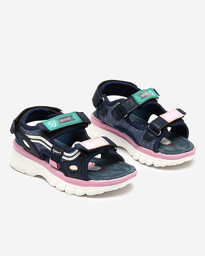 Marineblaue Kindersandale mit bunten Einsätzen Meniko - Footwear
