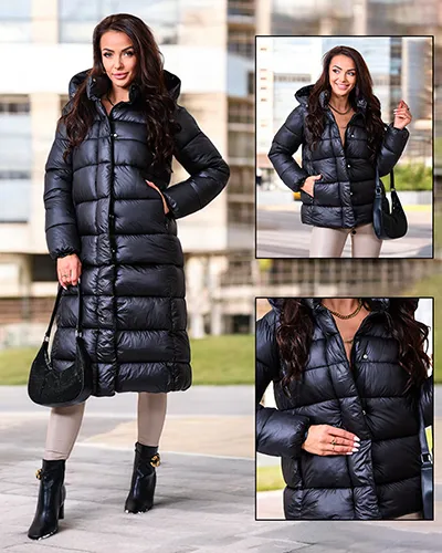 Royalfashion Schwarze Damen Winterjacke