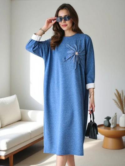 Royalfashion Damen-Midi-Kleid aus Stoff, oversized mit Blumen