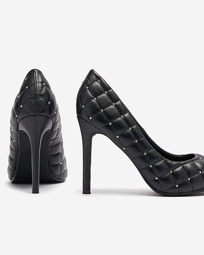 Gesteppte Stöckelschuhe für Damen mit Stöckelspitze in schwarz Mawelo-Schuhe