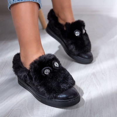 Schwarzer Slip mit Pelz Manifik - Footwear