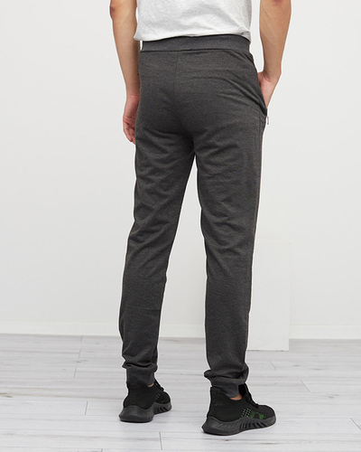 Чоловічі спортивні штани графітового кольору з кишенями на блискавці - Одяг