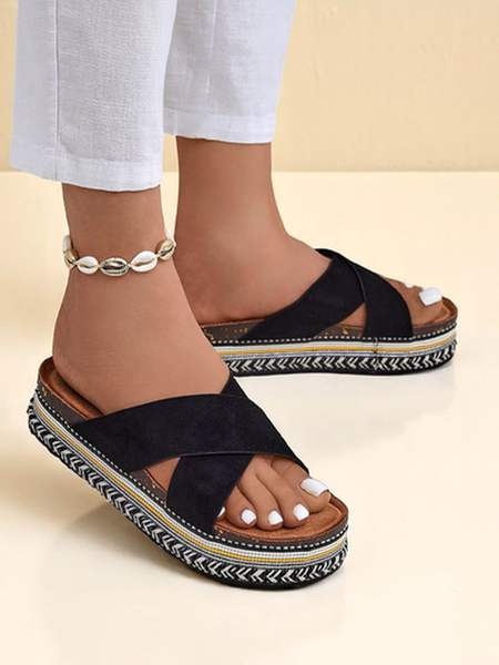 Royalfashion Damen Pantoletten mit flacher Sohle Solea Deco