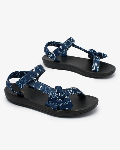 Royalfashion Marineblaue Damen Sandalen mit Schleife Oyall