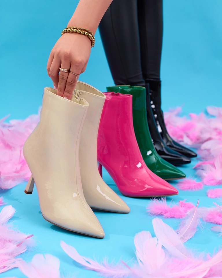 OUTLET Royalfashion Beige lackiert Damen Elegante Elegante Stiletto-Stiefel