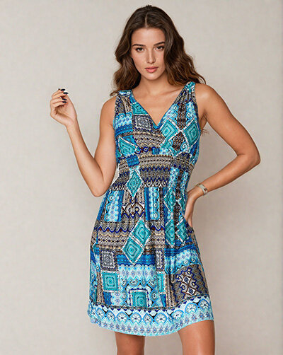 Royalfashion Damen Stoff-Minikleid mit dekorativem Druck