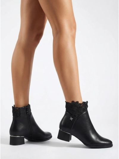 Damen Stiefeletten Öko-Leder mit Spitze Velmi