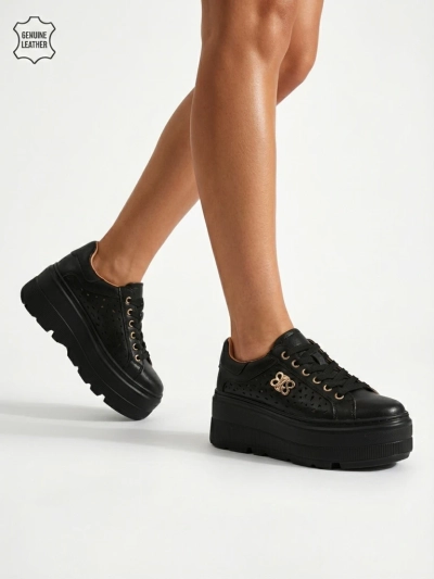 Ażurowe sportowe sneakersy damskie ze skóry naturalnej Atelle