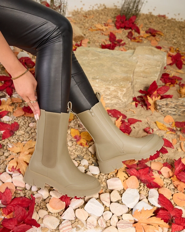 Royalfashion Hohe Damenstiefel in Beige Adiofa