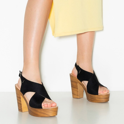 Schwarze Damensandalen auf einem hohen Pfosten Inga - Footwear