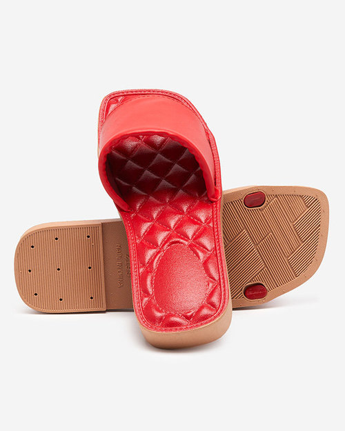 Червоні жіночі шльопанці зі стьобаною устілкою Parekis