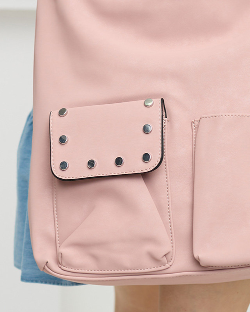 М'яка сумка-шоппер з матової екошкіри рожевого кольору - Аксесуари