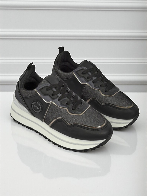 Жіночі снікерси Callista Nero на платформі 4 см, екологічна шкіра